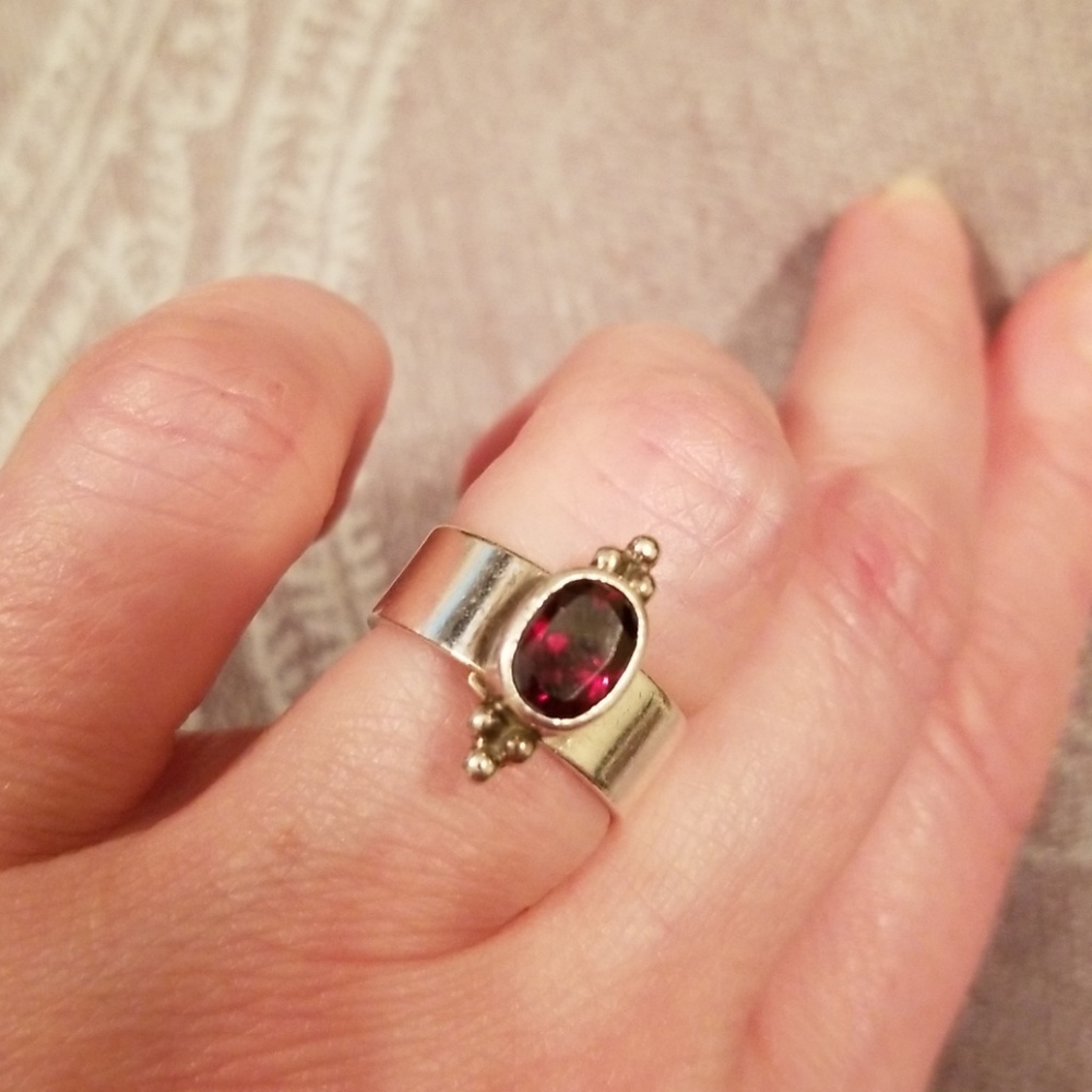 Genuine Garnet Artisan Ring